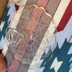 Ornate glass and 18k gold dessert tray